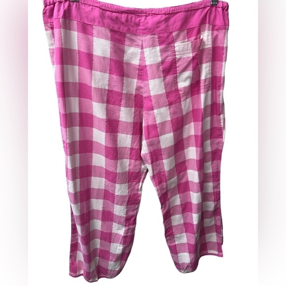 PINK Checkerbox Pink & White Pijama Crop Pants Size Large (sk014) - Picture 2 of 7